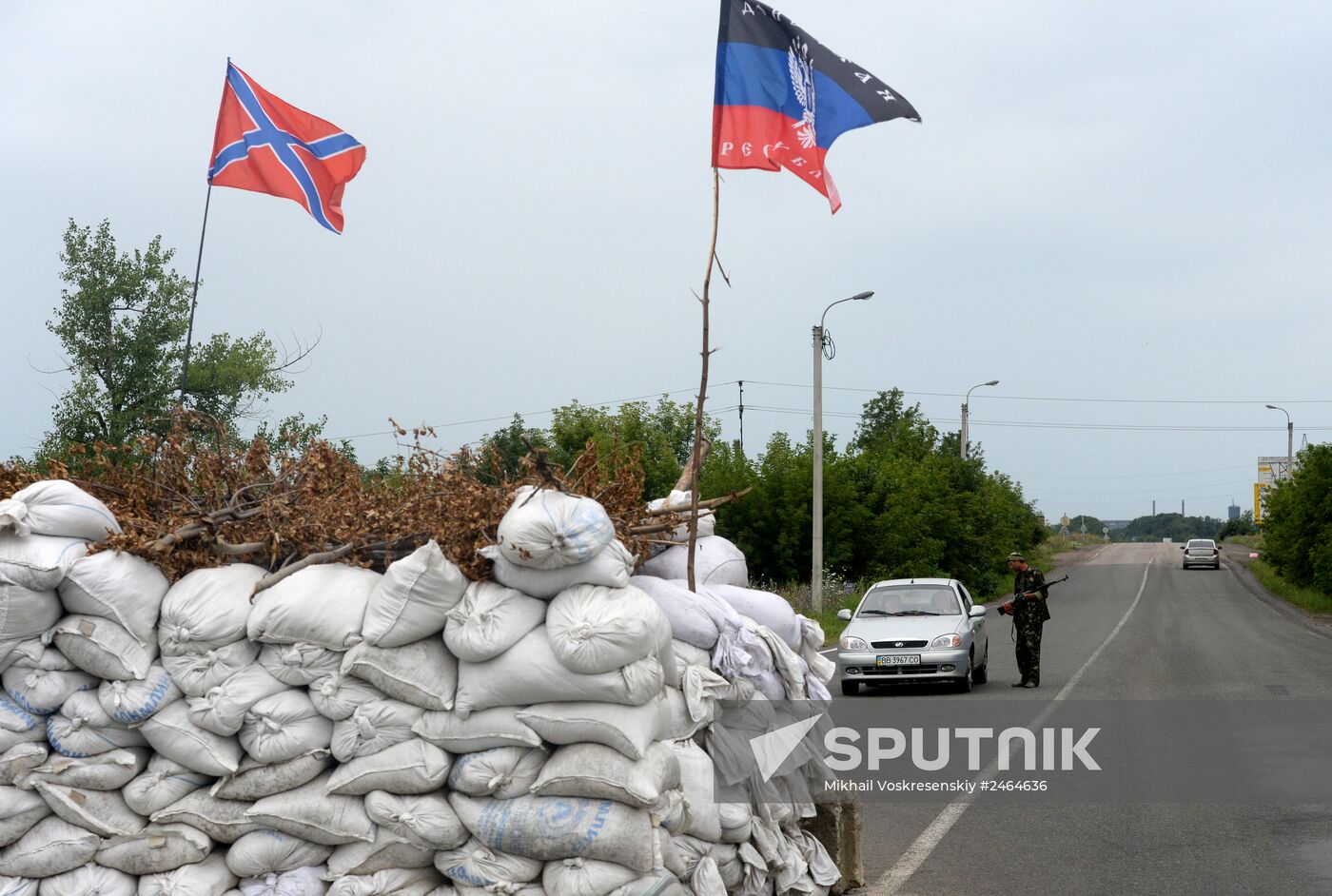 Militia checkpoint in Debaltsevo, Donetsk Region