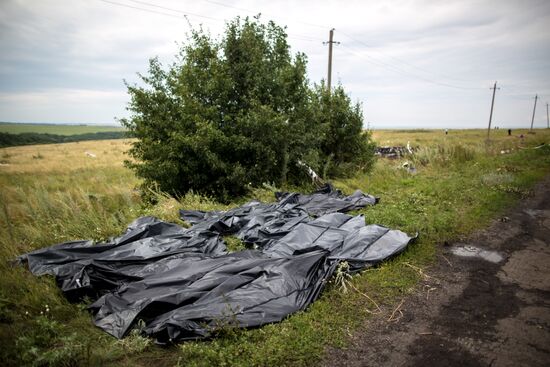 Bodies recovered at Malaysia Airlines Boeing 777 crash site near Shakhtyorsk