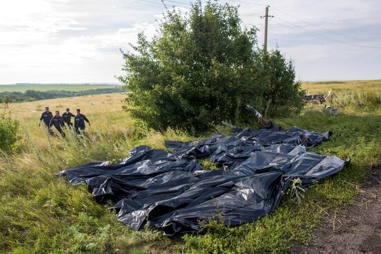 Bodies recovered at Malaysia Airlines Boeing 777 crash site near Shakhtyorsk