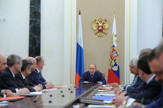 Vladimir Putin conducts Russian Security Council meeting