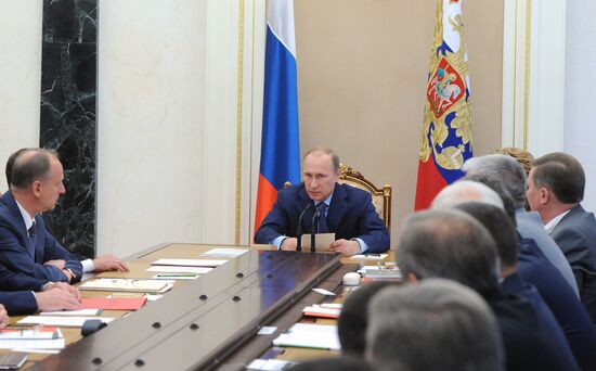 Vladimir Putin conducts Russian Security Council meeting