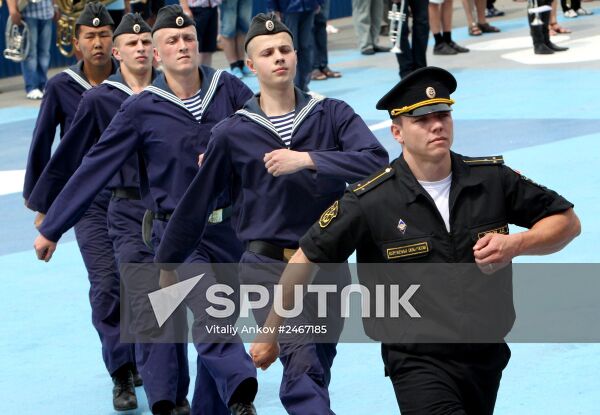 Rehearsal for Navy Day celebrations in Vladivostok