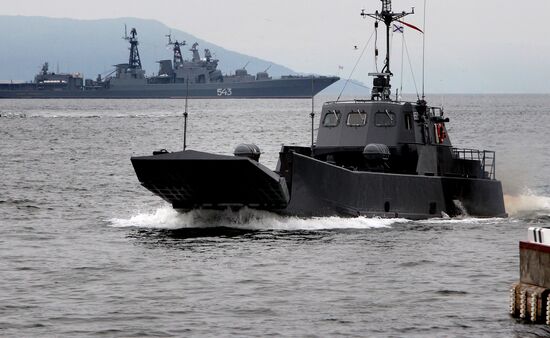 Rehearsal for Navy Day celebrations in Vladivostok