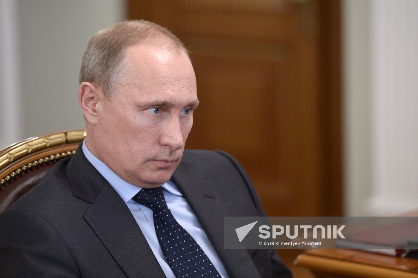 Vladimir Putin at a working meeting with Mikhail Ignatyev