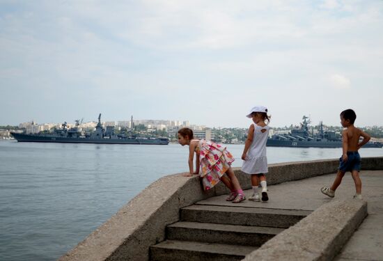Navy Day parade rehearsal in Sevastopol