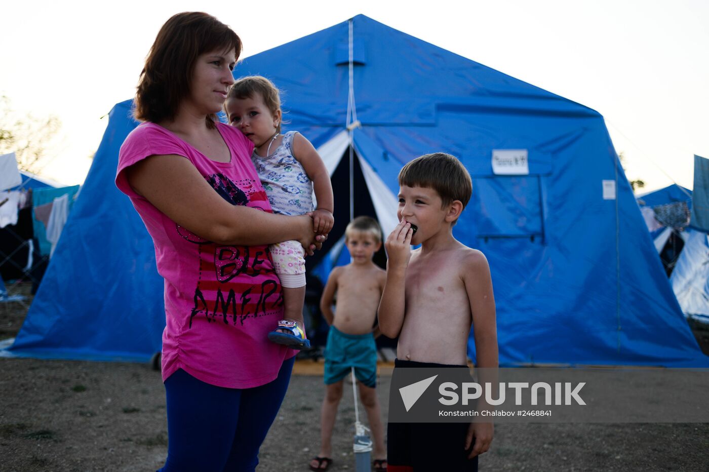 Camp with refugees from eastern Ukraine in Sevastopol