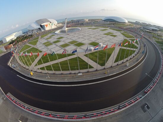 View of Olympic Park and Sochi Motor Speedway in Imereti Valley