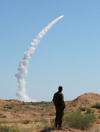 Military exercise involving S-300 surface-to-air missile systems