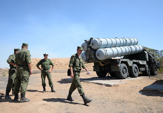 Military exercise involving S-300 surface-to-air missile systems