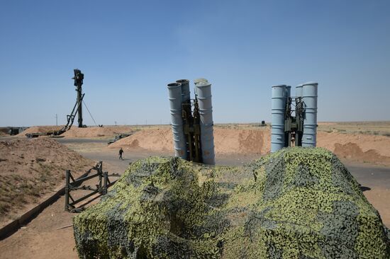 Military exercise involving S-300 surface-to-air missile systems