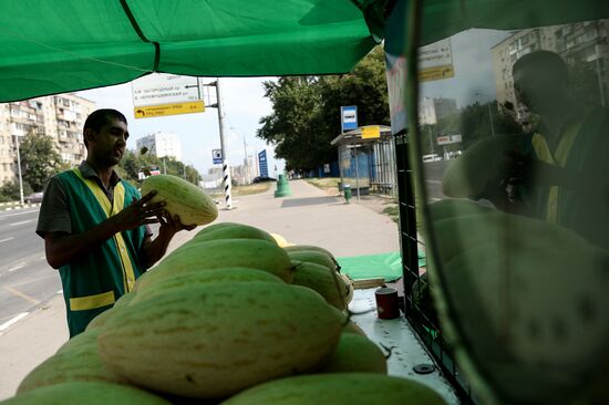 Melons and watermelons sold in Moscow
