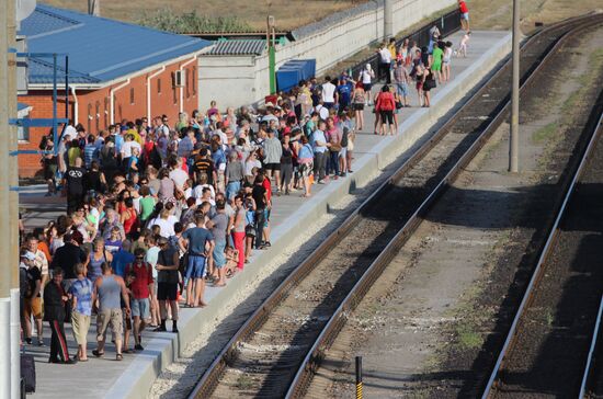 Simferopol-to-Moscow train at Kerch ferry crossing