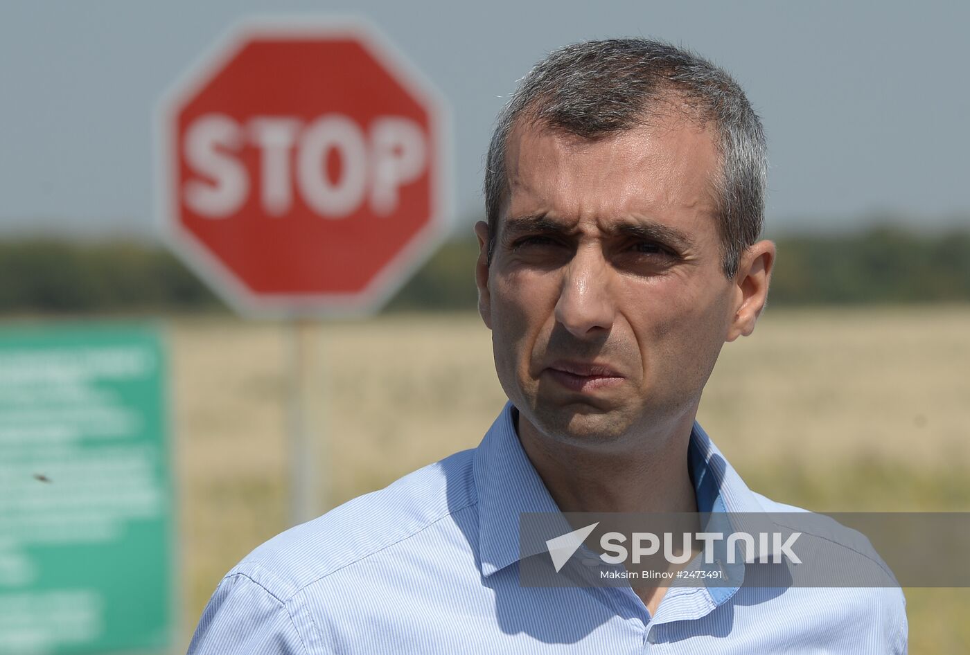 OSCE mission head Paul Picard gives press briefing at Gukovo border crossing point