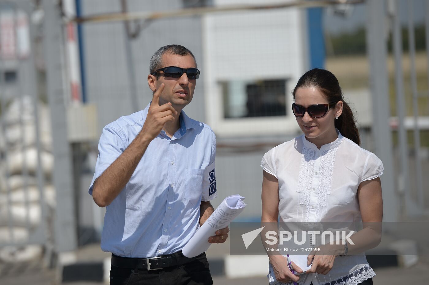 OSCE mission head Paul Picard gives press briefing at Gukovo border crossing point