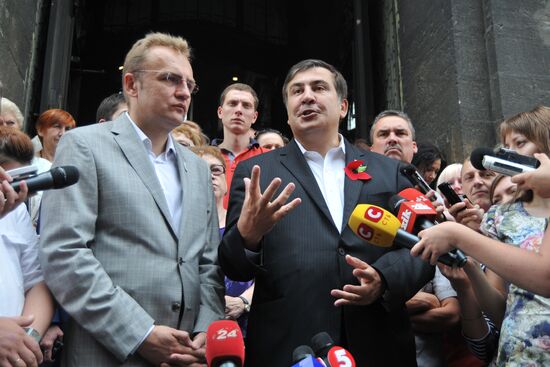 Former Georgian President Mikhail Saakashvili visits Lviv