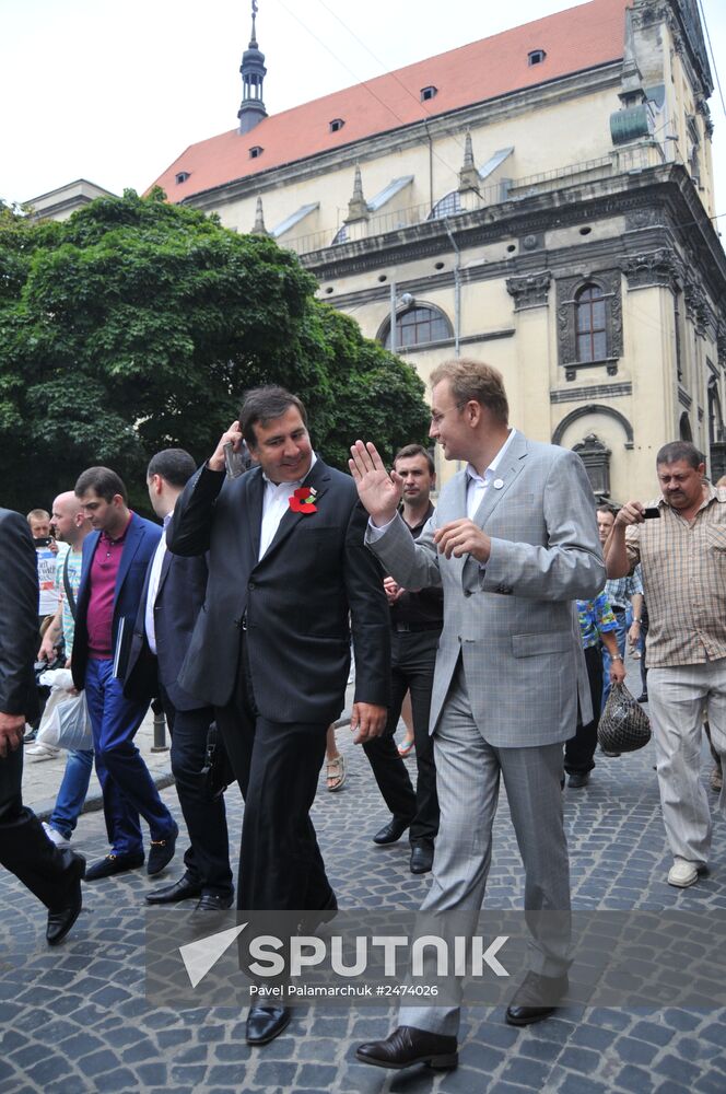 Former Georgian President Mikhail Saakashvili visits Lviv