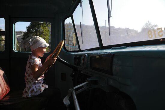Vintage bus parade in Moscow