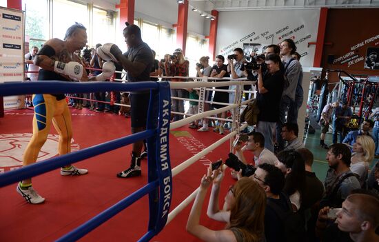American actor Mickey Rourke holds open boxing workout in Moscow