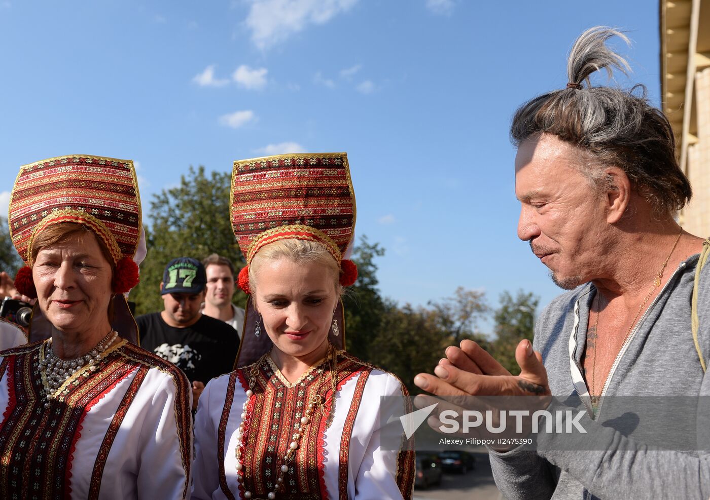American actor Mickey Rourke holds open boxing workout in Moscow