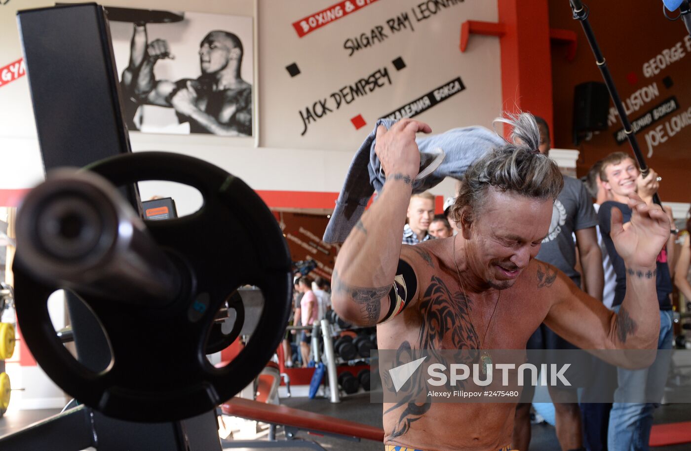 American actor Mickey Rourke holds open boxing workout in Moscow