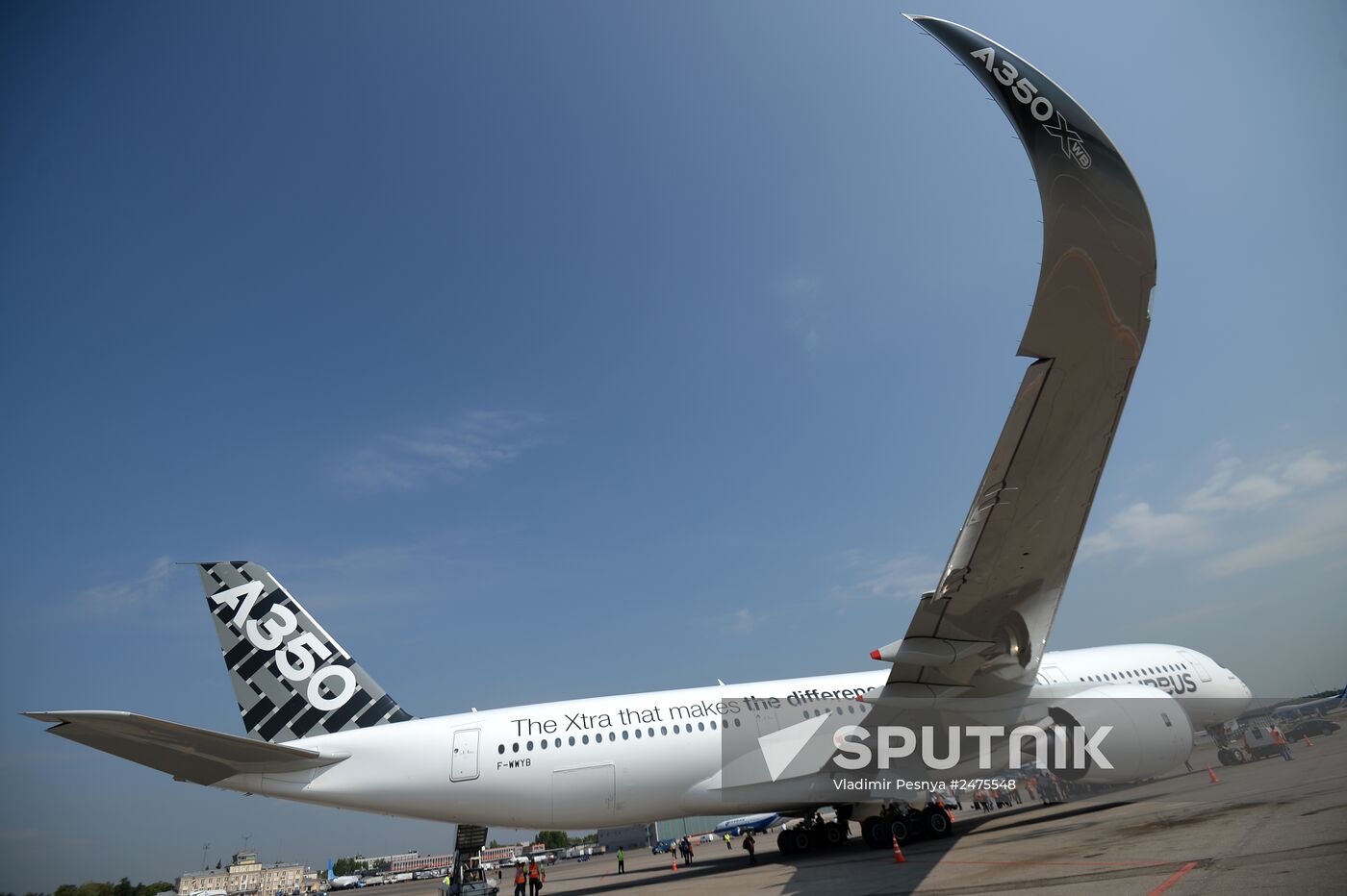 New passenger plane, Airbus A350 XWB, lands in Moscow's Sheremetyevo airport