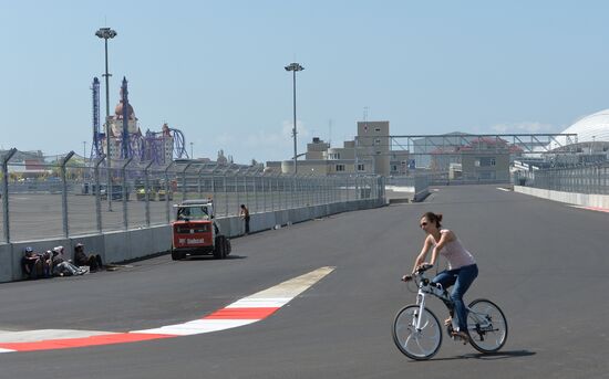 Construction of the Formula-1 track in Sochi