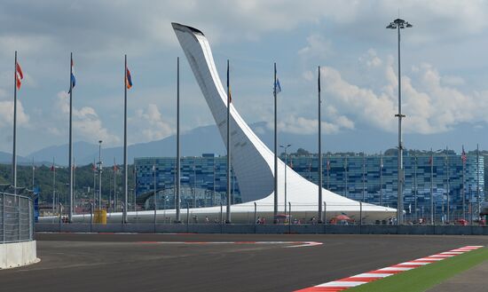 Construction of the Formula-1 track in Sochi