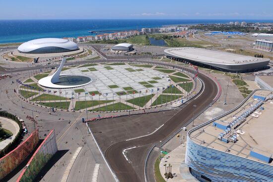 Construction of the Formula-1 track in Sochi