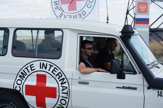 Humanitarian aid convoy for Ukraine's south-east at Donetsk border crossing point