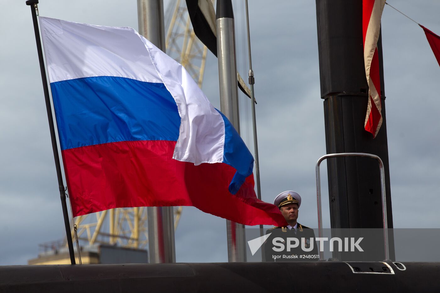 Official ceremony of raising Russian Navy colors on Novorossiysk diesel-electric submarine