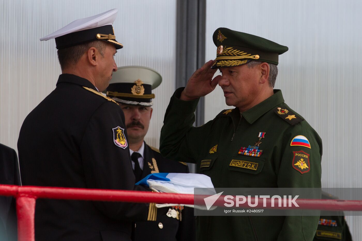 Official ceremony of raising Russian Navy colors on Novorossiysk diesel-electric submarine