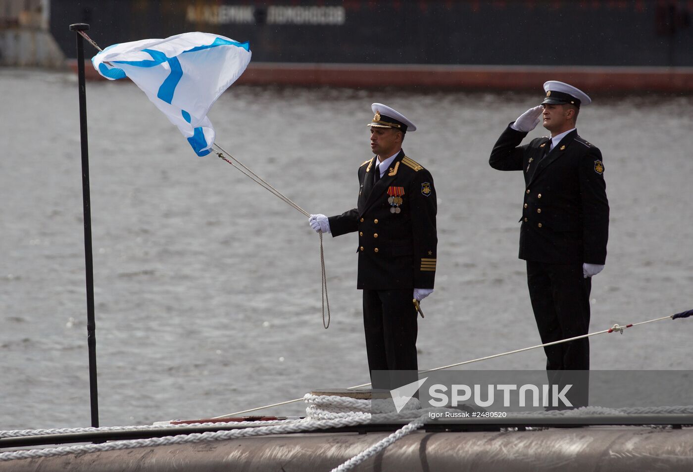 Official ceremony of raising Russian Navy colors on Novorossiysk diesel-electric submarine