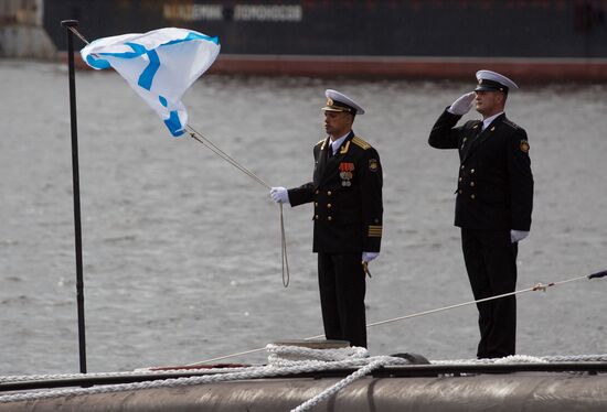 Official ceremony of raising Russian Navy colors on Novorossiysk diesel-electric submarine