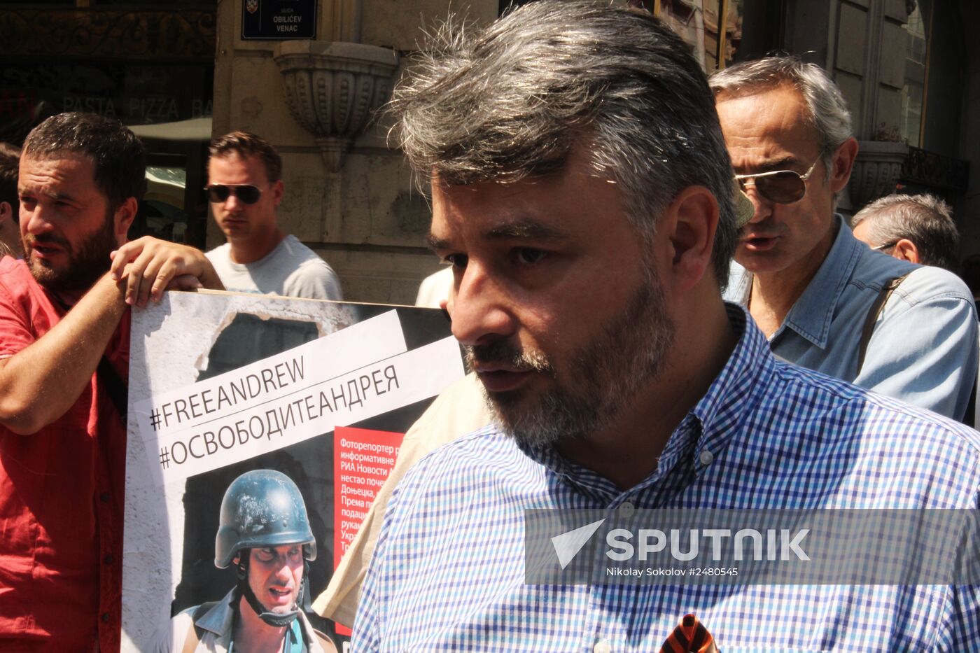 Rally supporting Andrei Stenin in central square of Belgrade