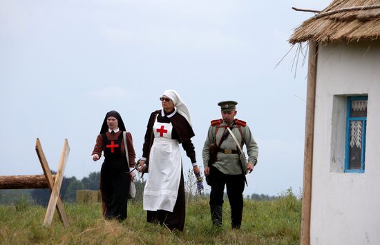 Historical reenactment of Battle of Gumbinnen