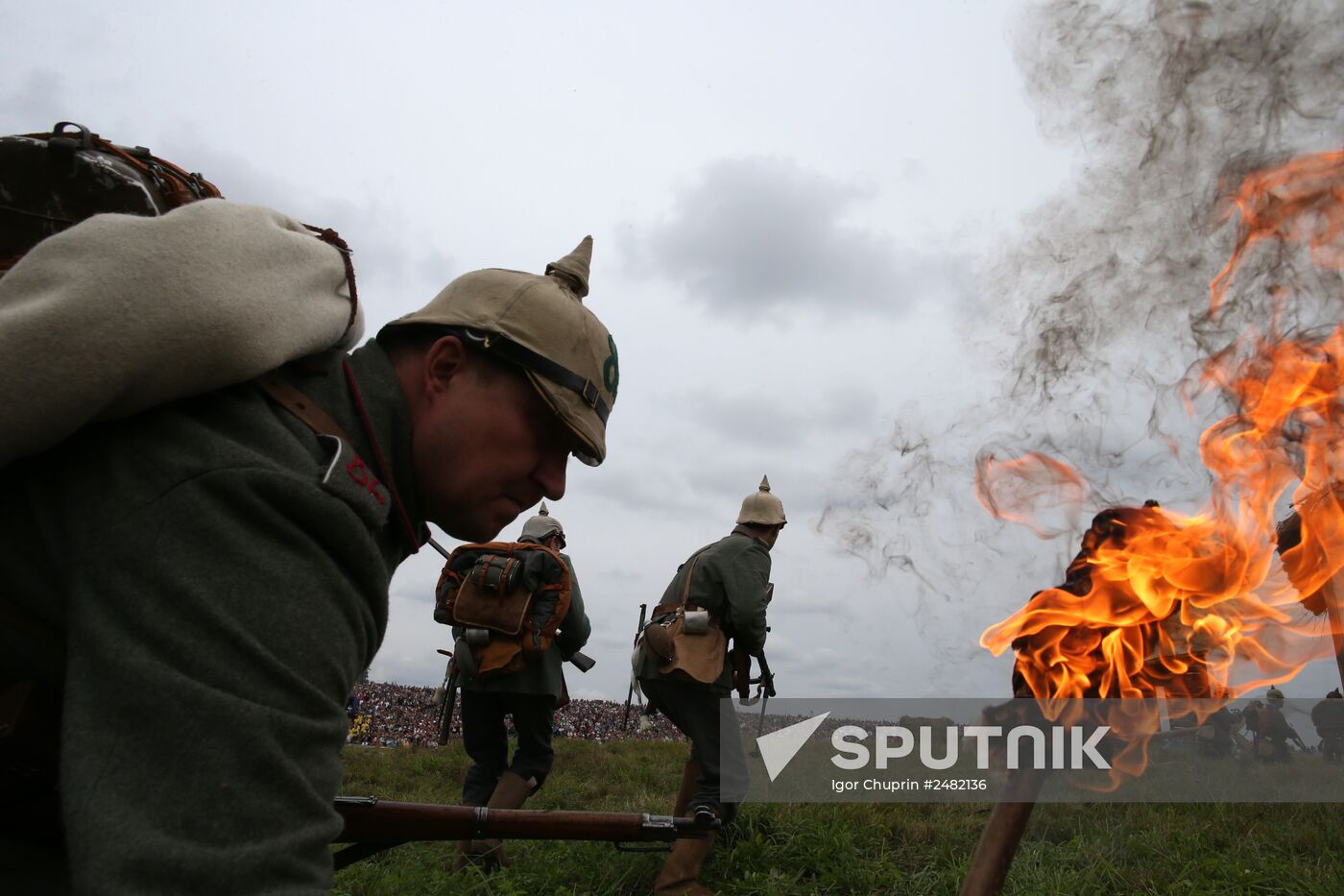 Historical reenactment of Battle of Gumbinnen