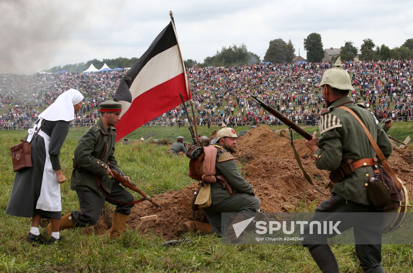 Historical reenactment of Battle of Gumbinnen