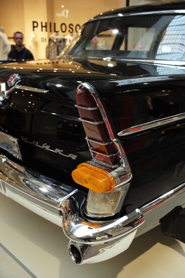 Exhibition of classic Soviet cars at GUM shopping mall