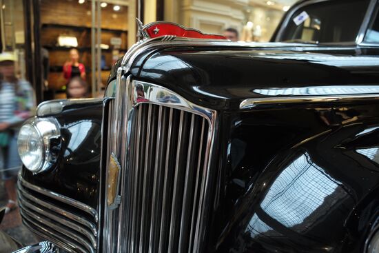 Exhibition of classic Soviet cars at GUM shopping mall