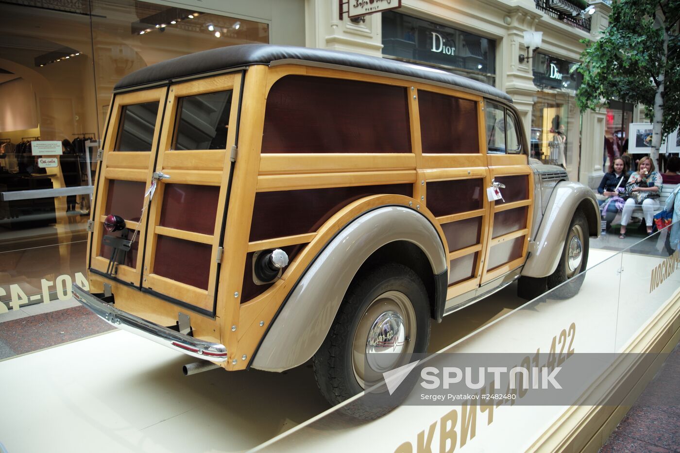 Exhibition of classic Soviet cars at GUM shopping mall