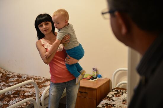 Ukrainian refugees in center of temporary accommodation in Novosibirsk