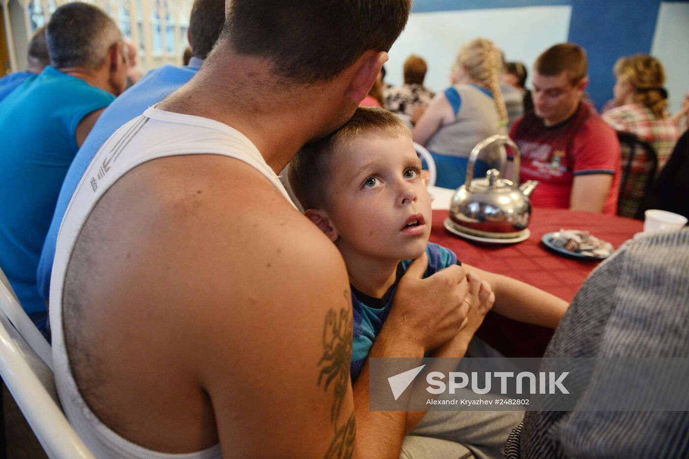 Ukrainian refugees in center of temporary accommodation in Novosibirsk