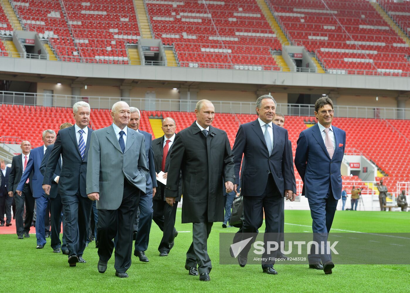 Vladimir Putin visits Otrkitie Arena Stadium in Tushino