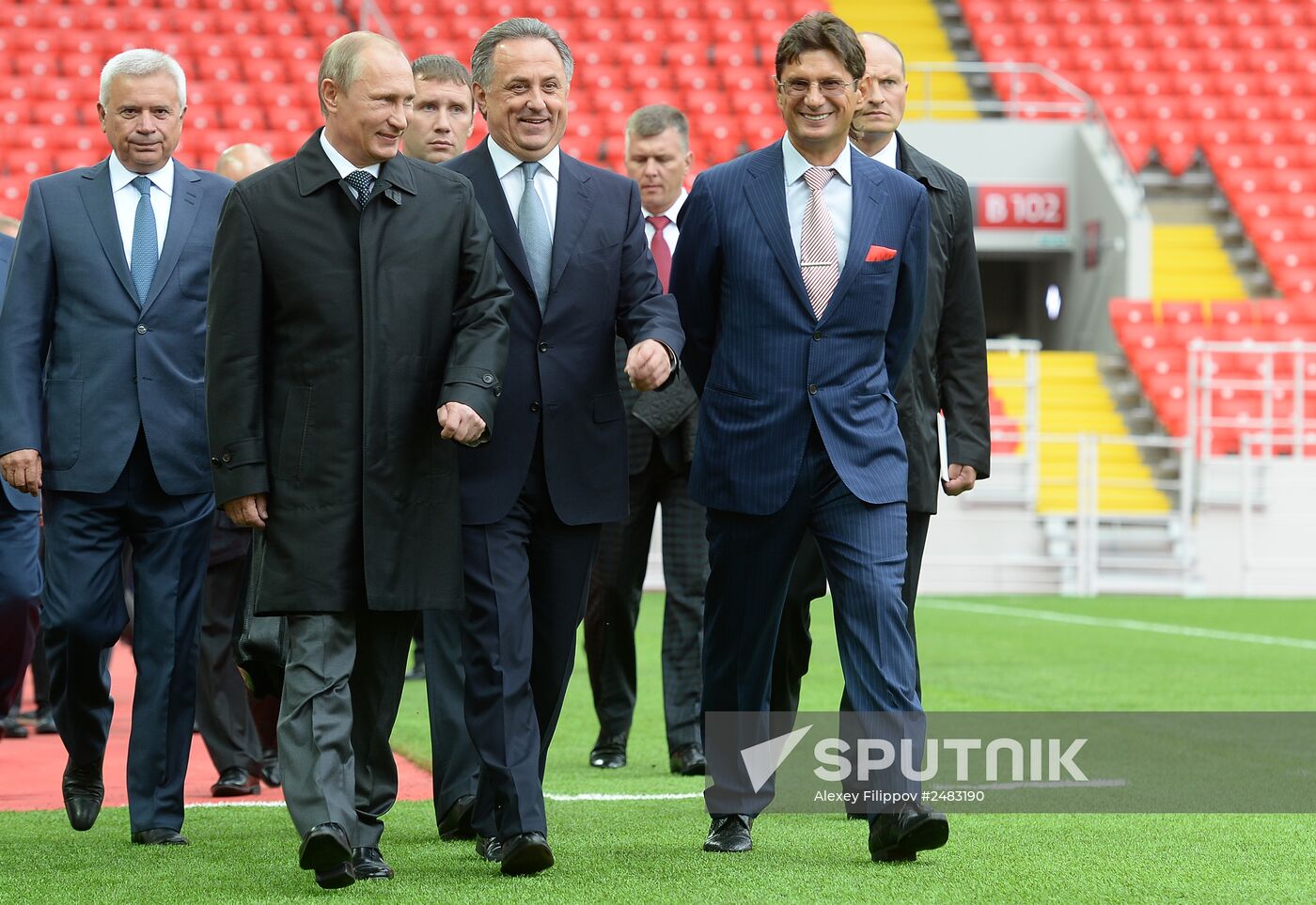 Vladimir Putin visits Otkritie Arena Stadium in Tushino