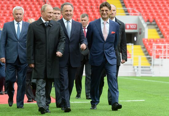 Vladimir Putin visits Otkritie Arena Stadium in Tushino