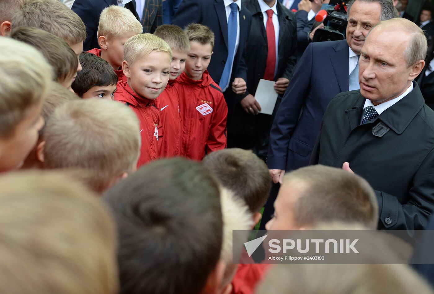 Vladimir Putin visits Otkritie Arena Stadium in Tushino