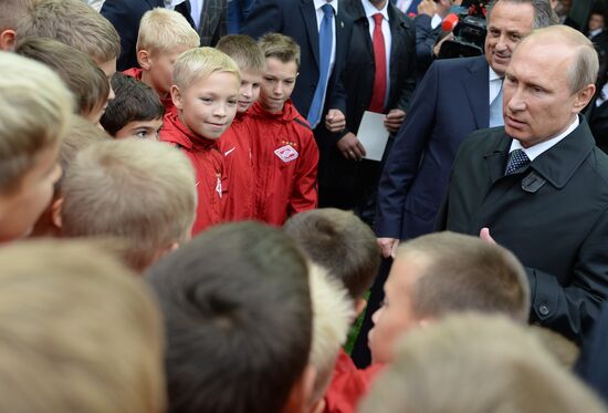 Vladimir Putin visits Otkritie Arena Stadium in Tushino