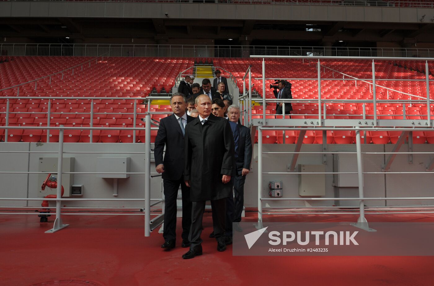 Vladimir Putin visits Otkritie Arena Stadium in Tushino