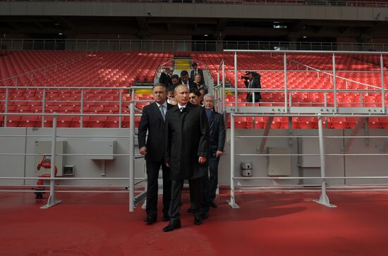 Vladimir Putin visits Otkritie Arena Stadium in Tushino