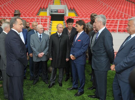 Vladimir Putin visits Otkritie Arena Stadium in Tushino